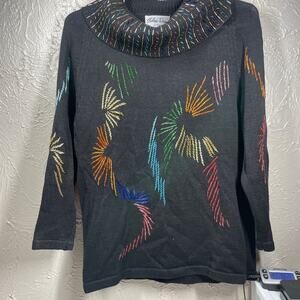 Chelsea Way hand-knit 1980s sweater black womens size medium